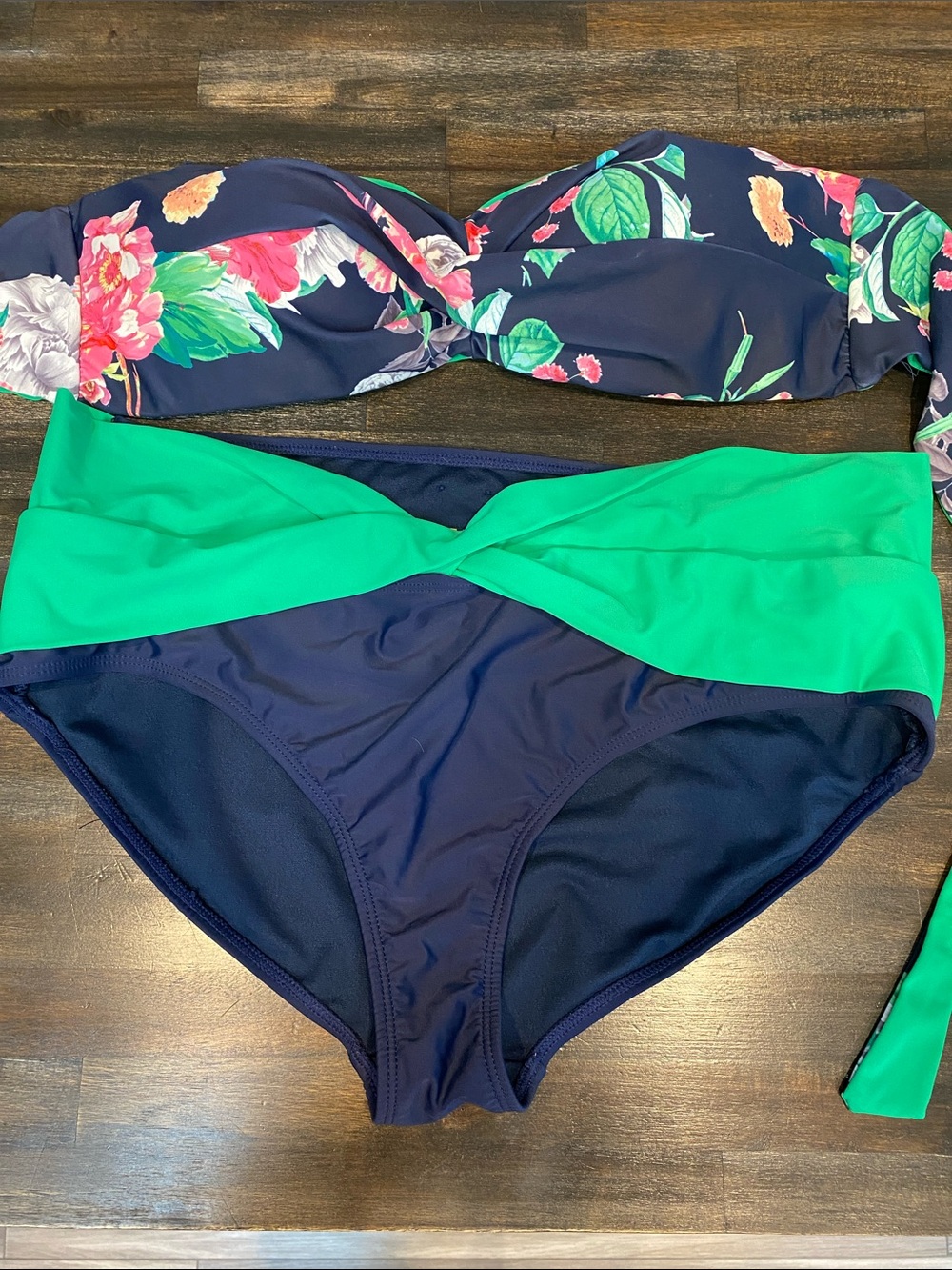 Nine West Navy Floral & Green Two-Piece Bikini